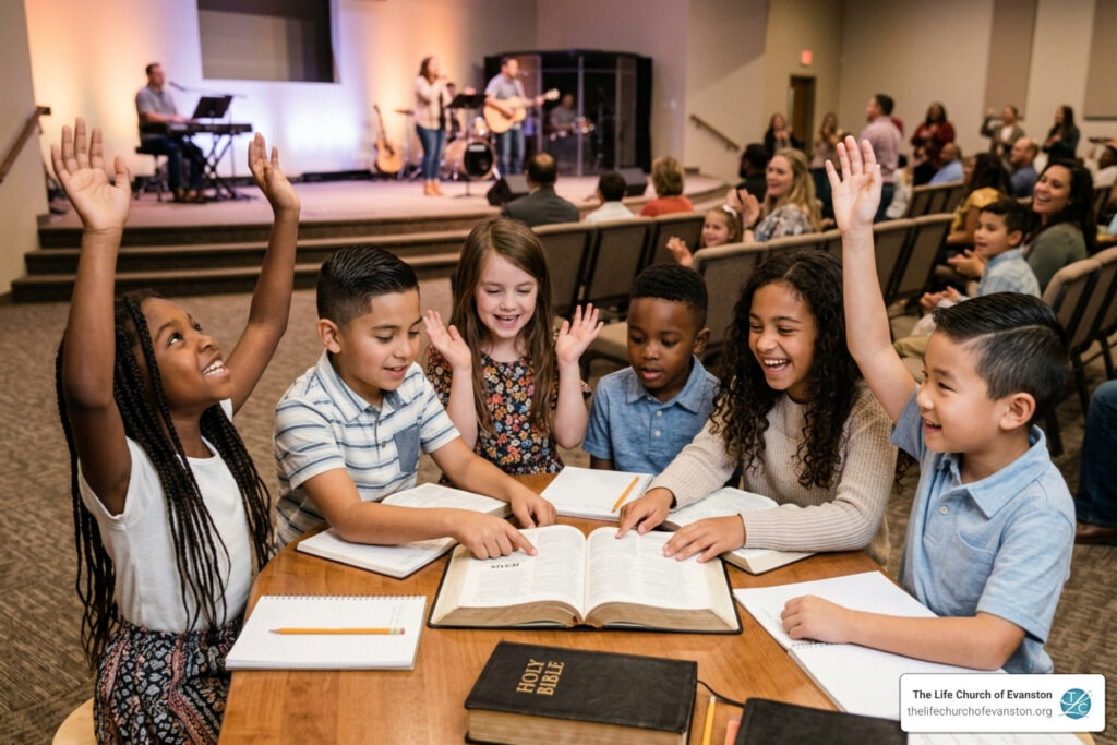Kids Bible study children joyfully exploring the Word of God - Kids Bible study